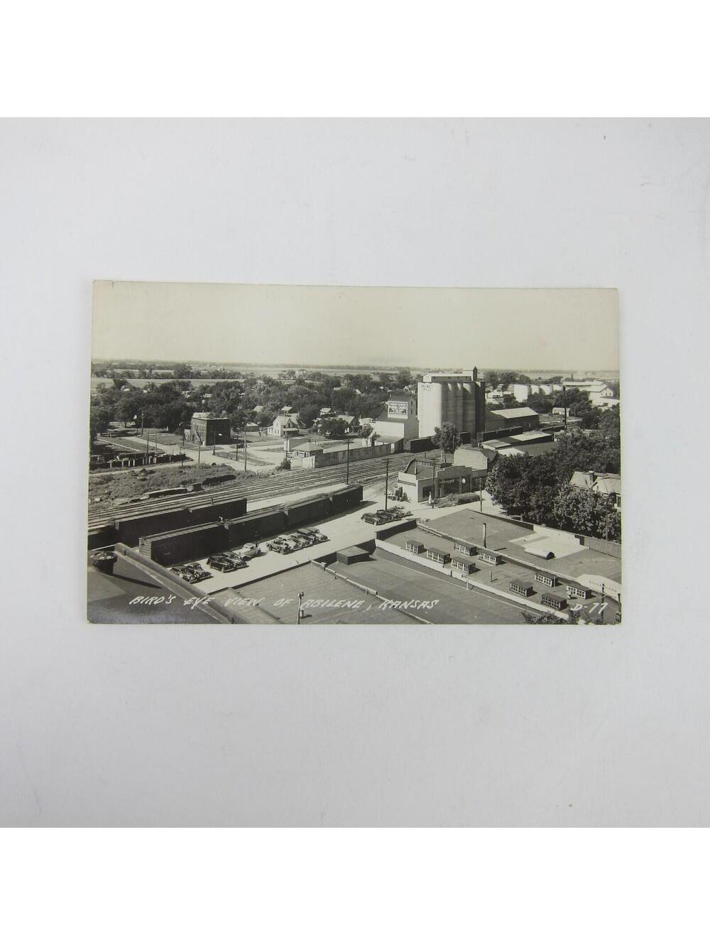 Real Photo Postcard RPPC Abilene Kansas Bird's Eye View Vintage Unposted RARE